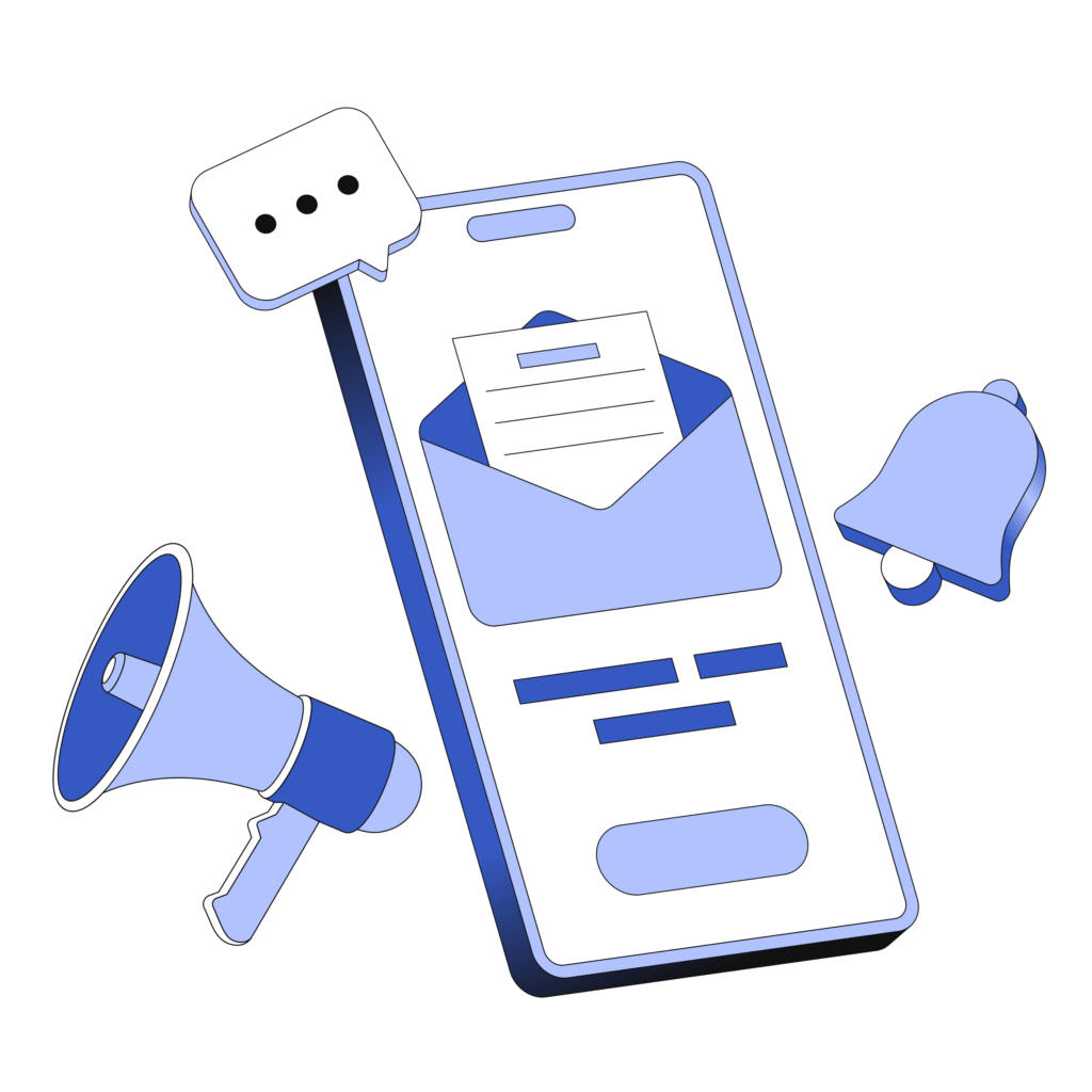 Email marketing and newsletter on mobile screen